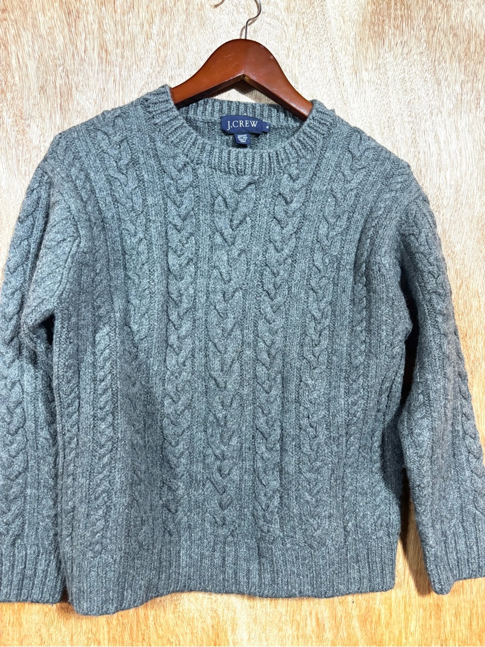 J.Crew 100% Wool Cable Knit Sweater Gray Cozy Chunky Pullover Women’s M
